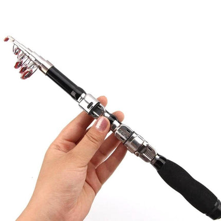 Alt Tag: Portable Telescopic Sea Fishing Rod 2.3m Extended Length compact fiberglass telescopic rod collapsed 37cm for shore and pier use