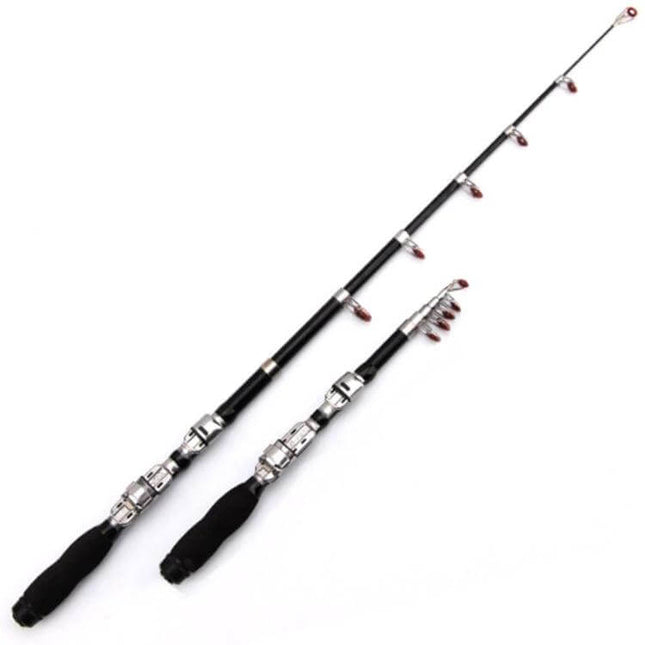 Portable Telescopic Sea Fishing Rod 2.3m Extended Length - collapsible fiberglass shore and pier rod, 37cm closed for easy transport