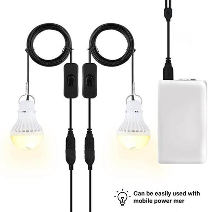 Portable USB Camping Light For Emergencies And Outdoor Use compact USB-powered dual hanging lanterns with cables and power bank hookup