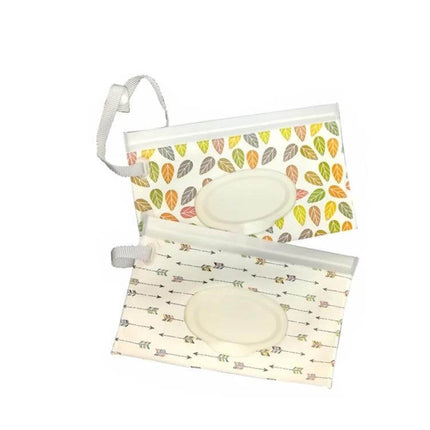 Portable Wet Wipe Pouch 22.3x13.5 cm Slim EVA Everyday Use - patterned refillable wipe pouch with strap, resealable lid for travel and commuting