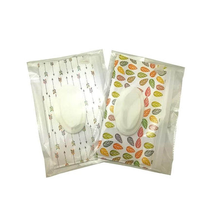 Portable Wet Wipe Pouch 22.3x13.5 cm Slim EVA Everyday Use - two patterned refillable slim EVA wipe pouches with resealable lids