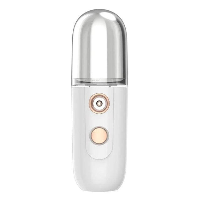 Portable Rechargeable Beauty Humidifying Sprayer For Facial Mist White compact rechargeable facial mist sprayer, 12ml water tank, portable travel-friendly