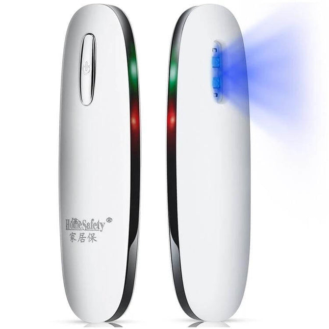 Portable UVC LED Light Sterilizer Handheld Disinfection Lamp - compact white handheld UV-C w/ two LED emitters for fast surface sanitizing