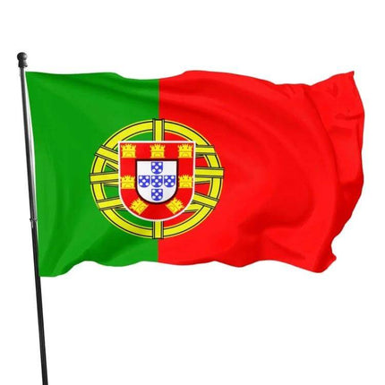 Portugal Flag 90x150cm For Indoor And Outdoor Display - double-sided polyester national flag on pole, vivid green and red with emblem