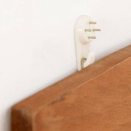 Press-Free Hanging Nail Hooks 30Pcs Set For Photo Frames - white ABS press-free hook supporting lightweight frame on wall