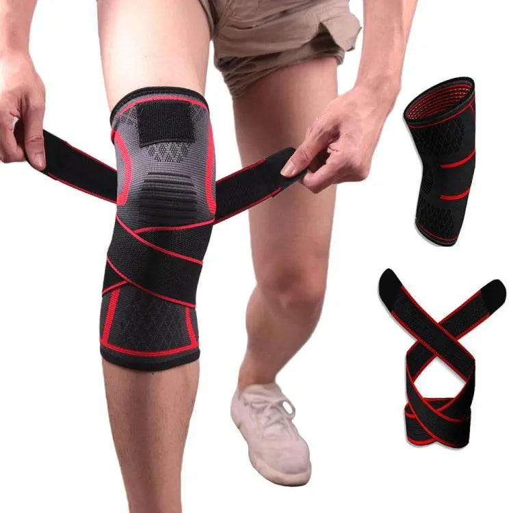 Pressurized Tape Knit Sports Knee Pad M L XL XXL Red Black