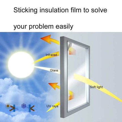 Privacy Window Film 60cm X 1m For Home Window Decoration showing insulation blocking UV rays, glare and infrared while allowing soft light