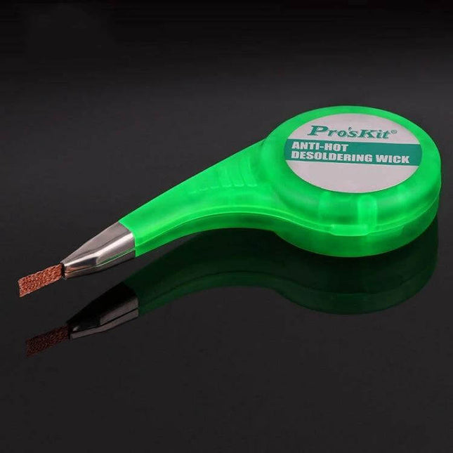 ProsKit Anti Scalding Tin Solder Sucker Wire Tape For Circuit Repair green anti-hot desoldering wick with stainless nozzle and copper braid