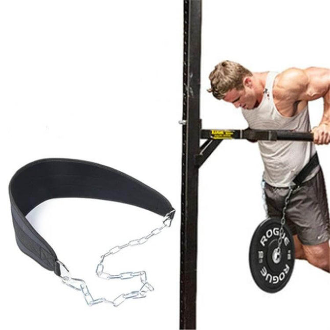 Pull Ups Double Ring Weight Bearing Belt 150kg Capacity – padded belt with 18mm chain and buckle for weighted pull-ups and upper-body training