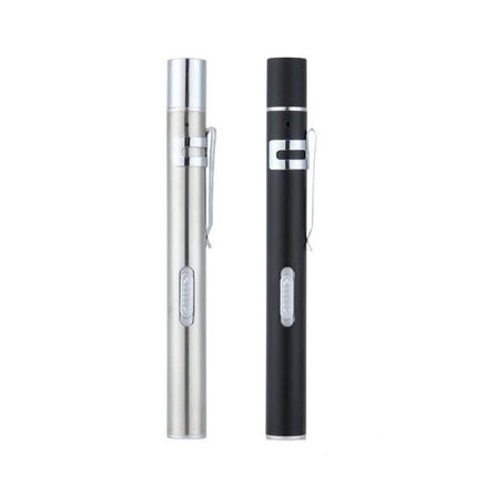 Pupil Pen Light Dental Flashlight For Exams Rechargeable stainless steel pocket pen light dual LED waterproof