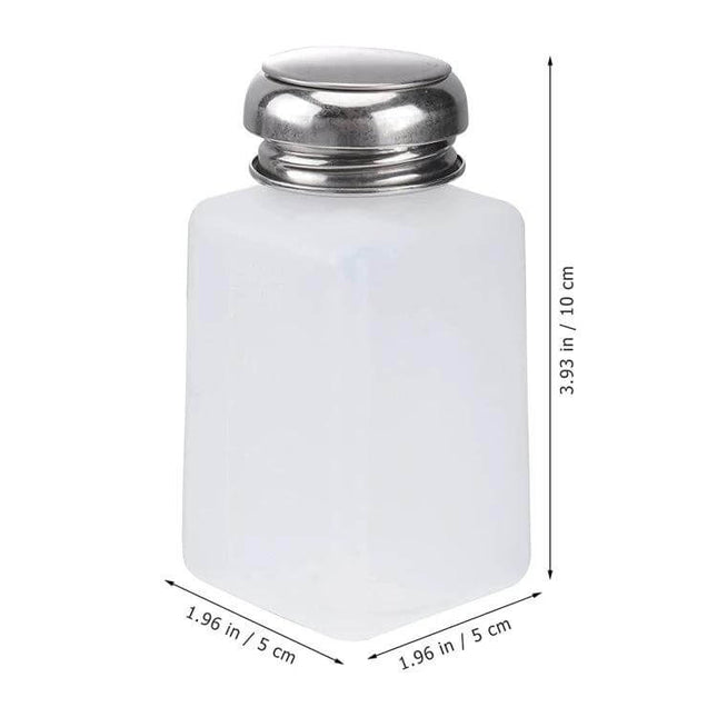 Push Down 200ml Alcohol Dispenser Bottle For Cleaning And Nail Art - stainless steel top, 200ml white plastic bottle for nail art and workstation cleaning