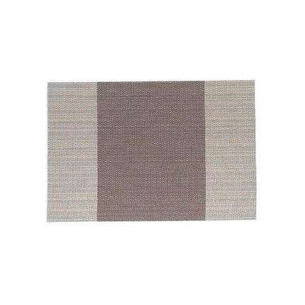 PVC Non Slip Table Mat 30x45cm Easy Clean Placemat - neutral two-tone brown beige PVC non-slip placemat, easy to wipe clean, protects tables