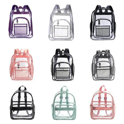 PVC Transparent Waterproof School Backpack Large Purple clear purple PVC school backpack with reinforced stitching and waterproof design