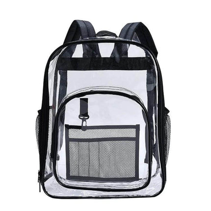 PVC Transparent Waterproof School Backpack Large Purple - Clear Thickened PVC Backpack With Front Mesh Pocket