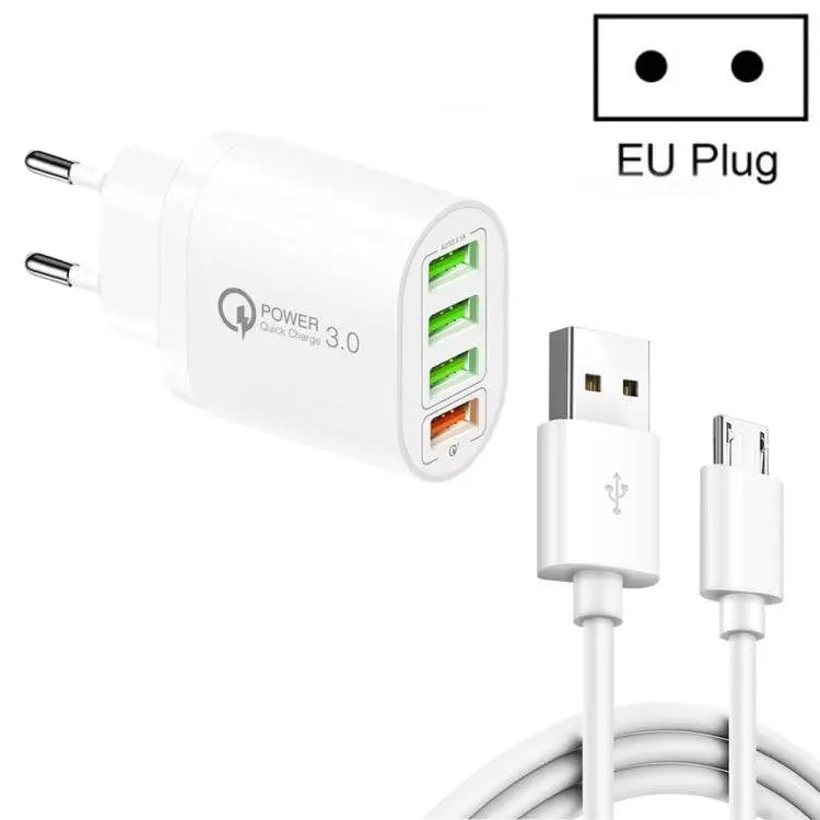 QC-04 QC3.0 + 3 x USB2.0 Multi-Ports Charger EU Plug Fast Charging