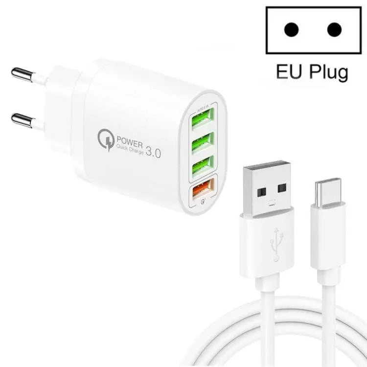 QC-04 QC3.0 + 3 x USB2.0 Multi-ports Charger EU Plug