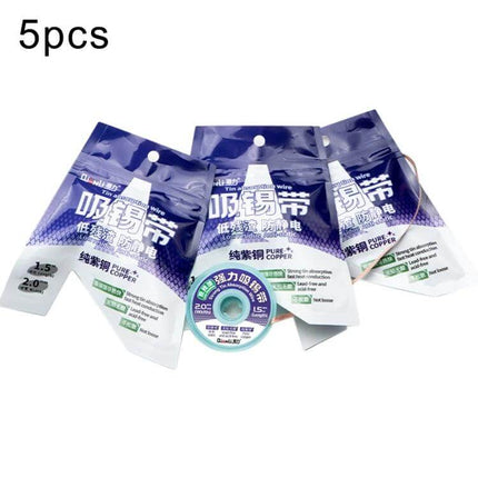QianLi 1.5M Desoldering Wire, 2.0mm Copper, Low-Residue packaged spools and braided copper braid for PCB solder removal