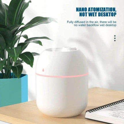 Quiet USB Plug In Humidifier For Car And Home Use Everyday compact white 220ml USB tabletop humidifier with soft LED ring