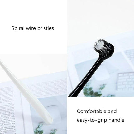 Raoyi Spiral Toothbrush Small Round Head For Daily Use black handle with spiral bristles and compact round head for gentle thorough cleaning