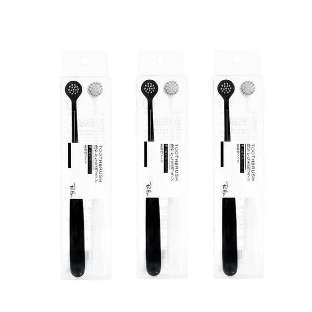 Raoyi Spiral Toothbrush Small Round Head For Daily Use - black handle small round head toothbrush pack of three, spiral bristles for gentle thorough cleaning