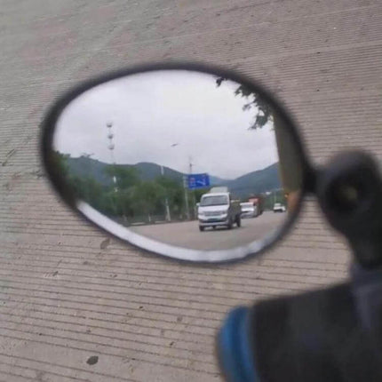 Rearview Mirror for Mountain Bike, 360 Degree Rotation showing clear glass view of road and vehicles in mirror