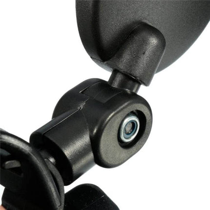 Rearview Mirror for Mountain Bike, 360 Degree Rotation — close-up of glass lens and ABS swivel joint showing 360° rotation and durable mount
