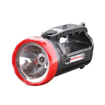 Rechargeable LED Flashlight For Outdoors With Two Modes – compact rechargeable handheld torch with red bezel, two brightness settings and 50m beam