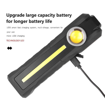 Rechargeable Lantern With 4 Lighting Modes For Home And Outdoors - compact aluminum rechargeable lantern with USB charging, COB side strip and spotlight