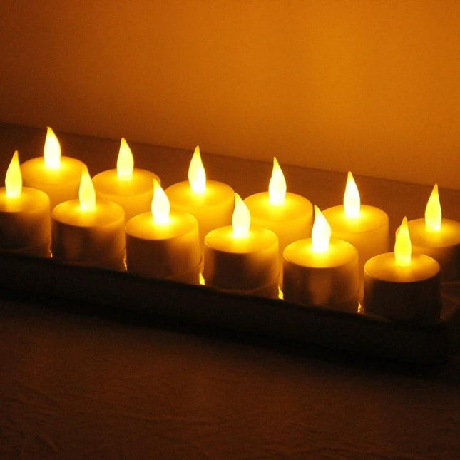 Rechargeable LED Decoration Light With Charging Board And Warm EU Plug - warm flicker-free wax-free LED tealights on tray for home decor
