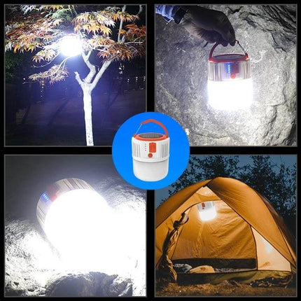 Rechargeable Solar LED Emergency Light For Home And Outdoor Use compact camping lantern with 5730 LED, USB and solar charging, 1200mAh battery