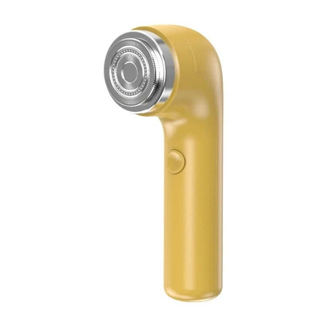 Rechargeable Travel Electric Shaver With Floating Head in compact yellow design with Type-C charging and ultra-thin 0.1mm knife net