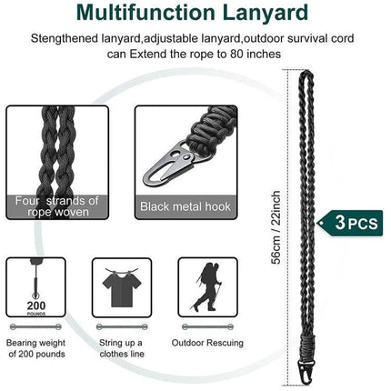 Red Outdoor Paratrooper Rope Lanyard, 56cm Multifunctional - red four-strand braided nylon with metal eagle hook for hunting hiking camping and travel