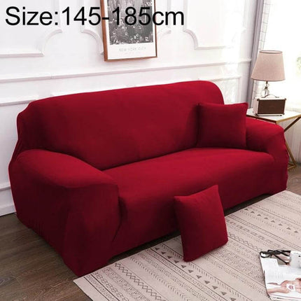Sofa Cover Set With Pillowcase For Single And Two Seater - plain red fitted stretch sofa cover with matching pillowcase, fits 145-185cm