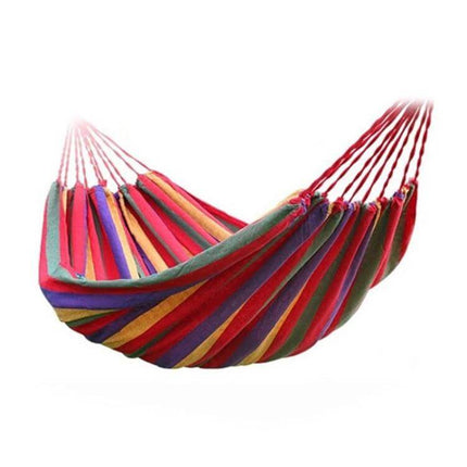 Red Stripe Canvas Hammock 190x100cm Camping Outdoors - durable canvas camping hammock for backyard, hiking, travel and campsite rest