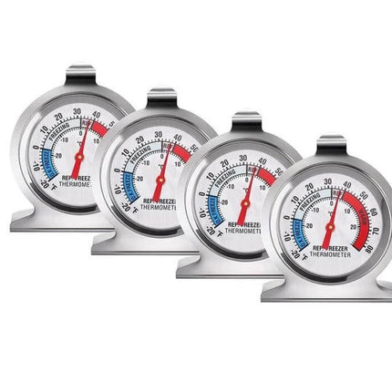 Refrigerator Thermometer, 2 Inch Dial, For Easy Fridge And Freezer Reading - stainless steel 2-inch dial with hook and stand for fridge/freezer