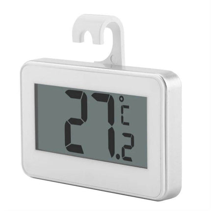 Refrigerator Thermometer Large LCD Display for Kitchen Use - compact ABS fridge/freezer digital thermometer showing 27°C with hook, max/min functions