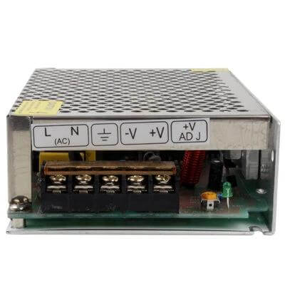 Regulated Switching Power Supply For Home Appliances 12V 5A metal enclosed unit with universal AC input and terminal block