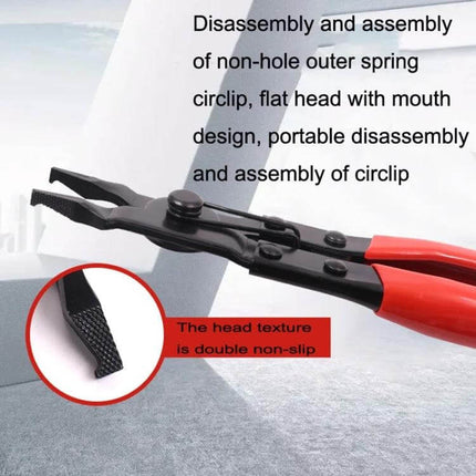 Reinforced Flat Circlip Pliers Flat-Mouth For Snap Ring Install - lightweight spring-assisted flat-mouth circlip pliers for non-hole outer rings