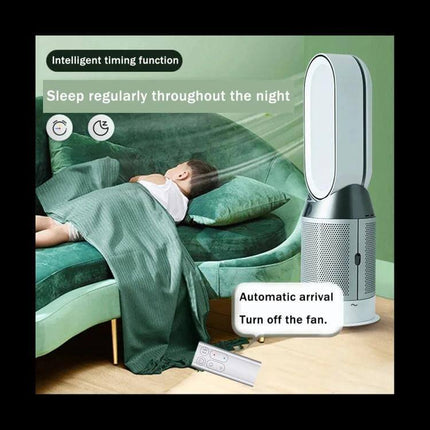 Remote Control Replacement For Dyson Bladeless Air Purifier shown with AM05-style fan near sleeping child, spare remote controls power and fan settings