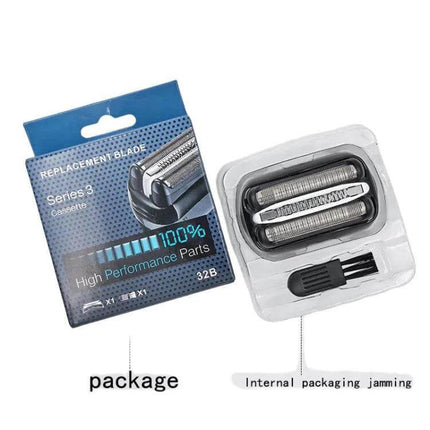 Replacement Foil and Cutter for Shaver Head Stainless Steel - Braun Series 3 32B replacement foil, one-click snap-on high-hardness stainless steel cutter