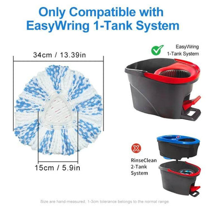 Replacement Microfiber Mop Pad for Vileda and O Cedar EasyWring compatible 34cm spin mop head for EasyWring 1-Tank System