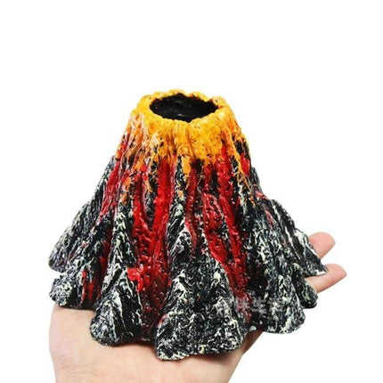 Resin Aquarium Volcano Rock Ornament for Small Tanks - realistic lava-detail resin volcano for desktop and compact freshwater aquariums
