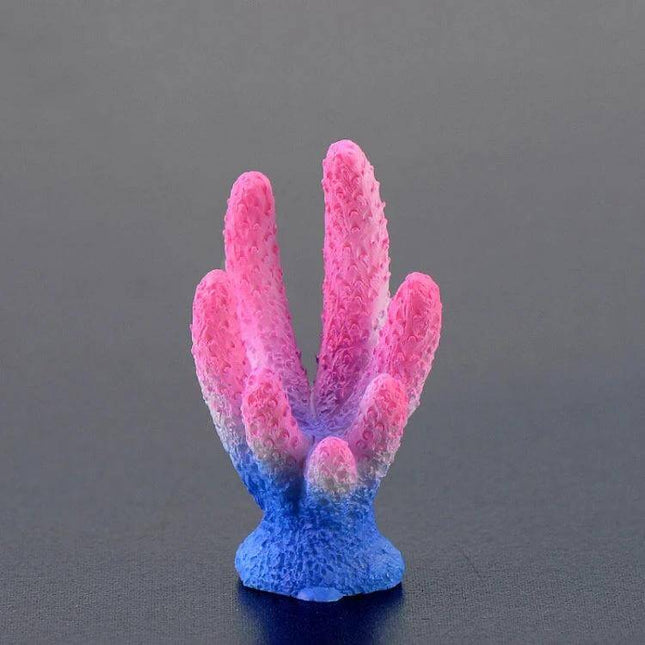 Resin Coral Aquarium Ornaments Set Colorful For Small Fish Tanks - pink and blue resin coral ornament for nano tanks, betta bowls, shrimp habitats