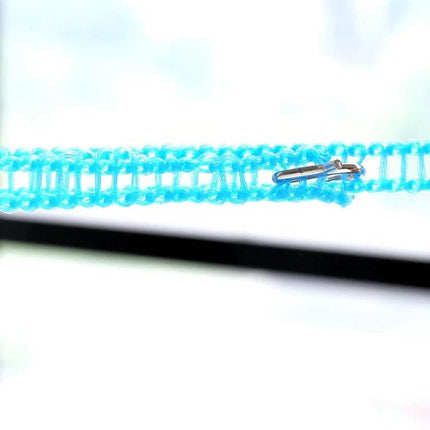 Retractable Clothesline 5m for Travel, Camping and Home Use - close-up of blue nylon line with stainless steel hook