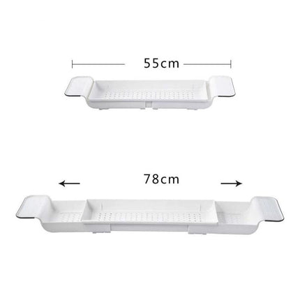 Retractable Bathtub Shelf Rack Adjustable White Gray