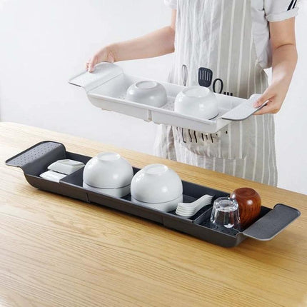 Retractable Bathtub Shelf Rack Adjustable White Gray