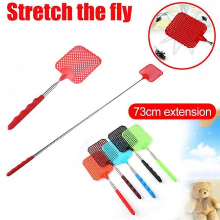 Retractable Fly Swatter For Everyday Home Use Patio - red retractable fly swatter with 73cm extension, stainless steel shaft and ABS handle for patio dining