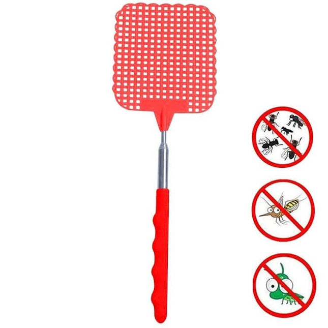 Retractable Fly Swatter For Everyday Home Use Patio lightweight stainless steel ABS extendable 28–73 cm red fly swatter for patio and camping