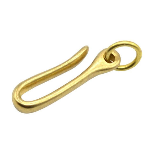 Retro Solid Brass Key Chain U Hook With Copper Ring - vintage solid brass U-hook keychain with contrasting copper ring