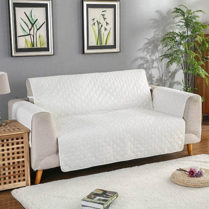 Reversible Sofa Cover 55x196cm For Pets Machine Washable - white quilted reversible pet-proof sofa protector